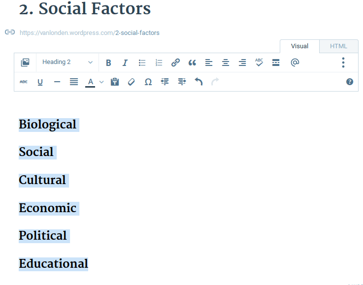 Gender Lens Social factors page with subheadlines.