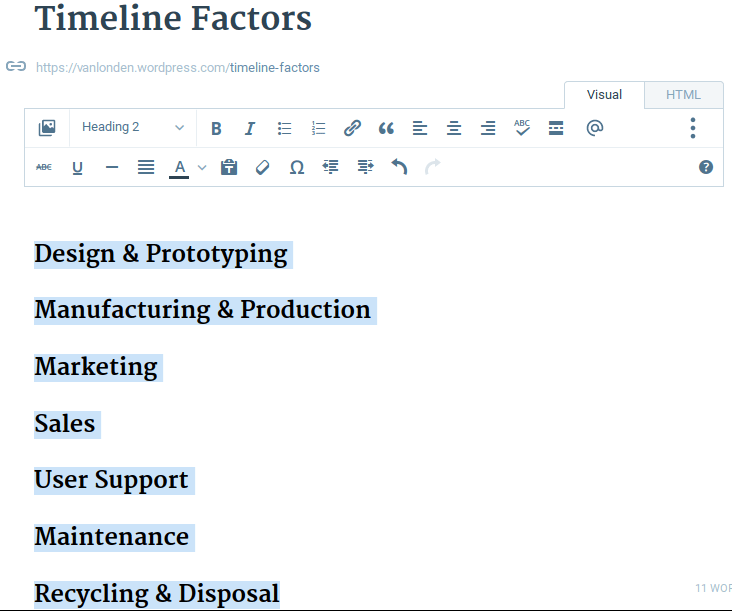 Gender Lens Timeline Factors page with subheadlines