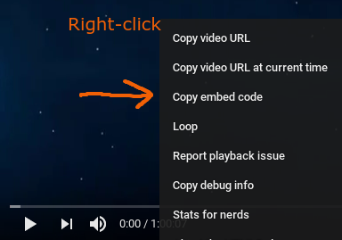 Right-click on a YouTube movie to locate the iframe tag.