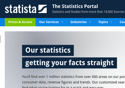Statista Portal to over 18,000 studies