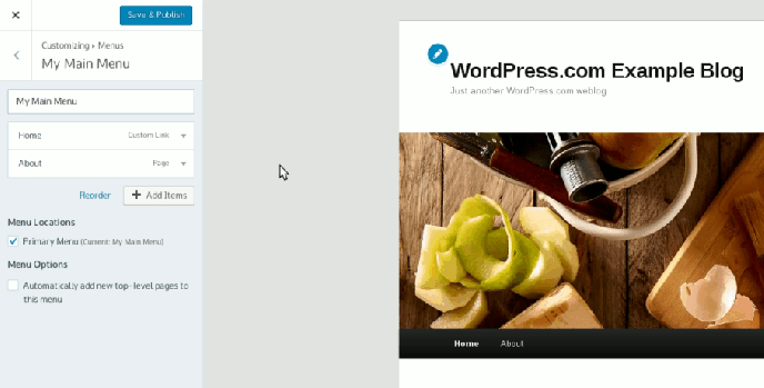Wordpress Menu customizer