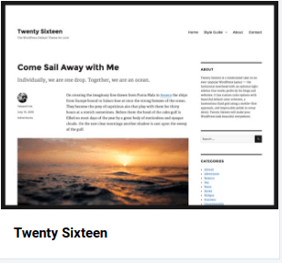 The TwentySixteen theme has two columns