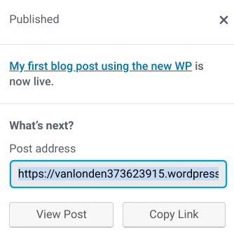 Copy the URL of your new post.